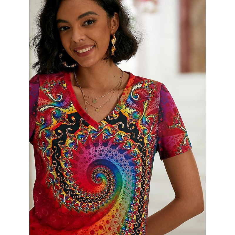 Maya | Women's Printed V-Neck Short Sleeve Top