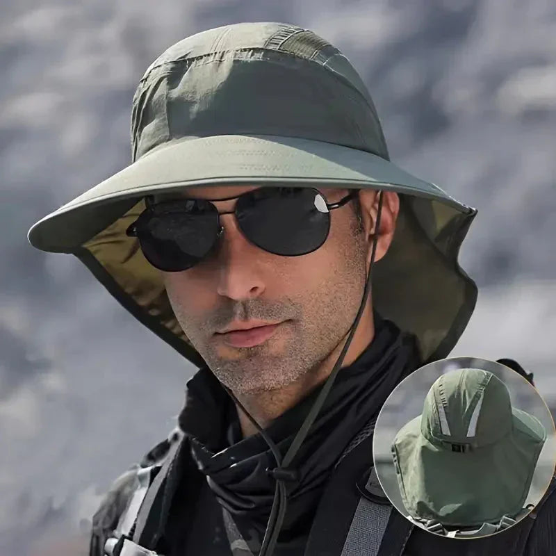 Wide Brim Sun Hat Neck Flap UV-Protection Lightweight Outdoor