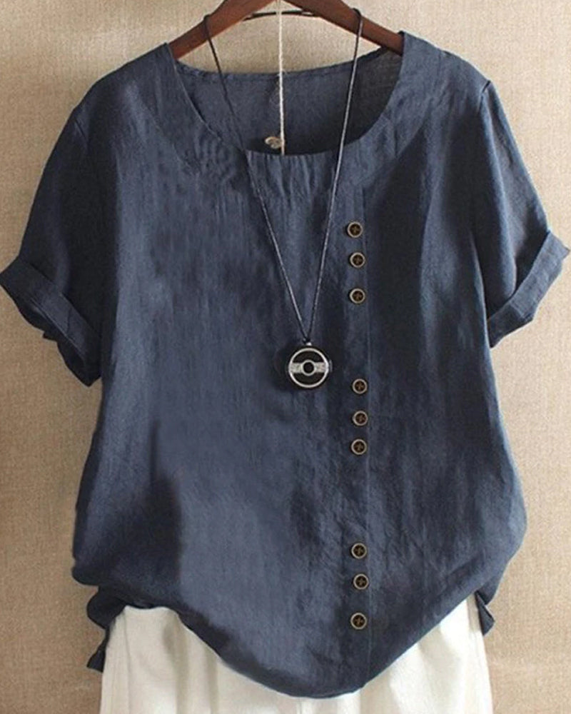 Elara | Women's Linen Tunic Style Relaxed Blouse