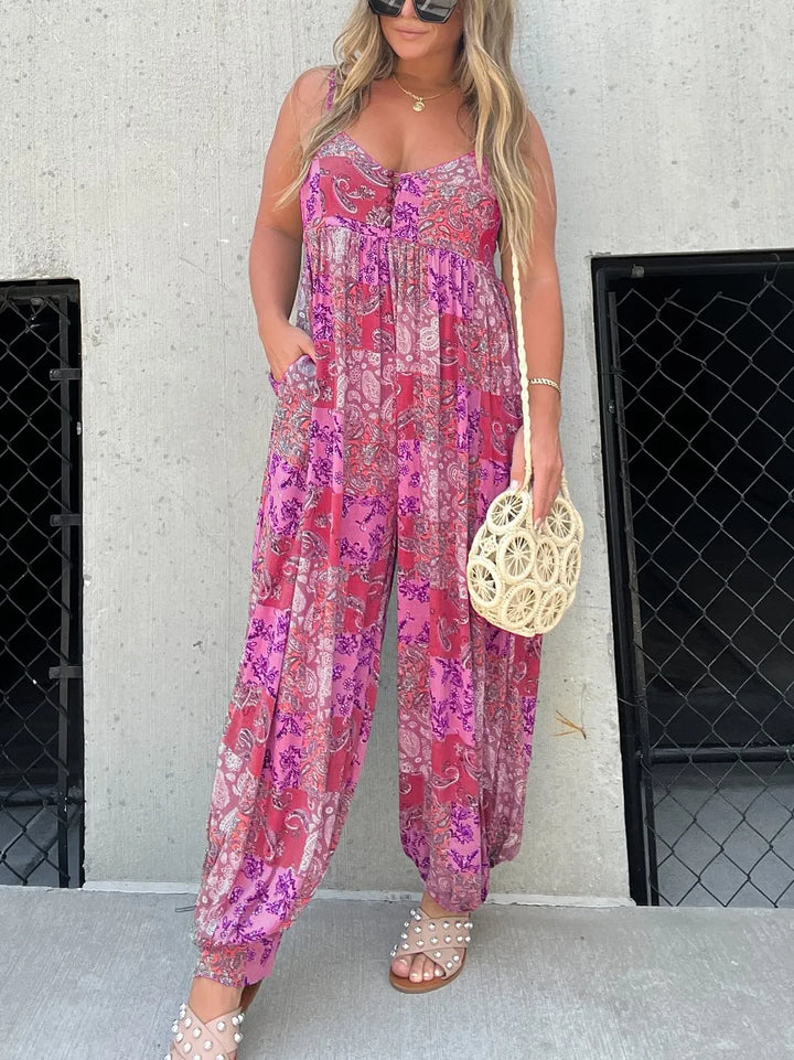 Zafira | Women's Printed Boho Relaxed Fit Beach Jumpsuit