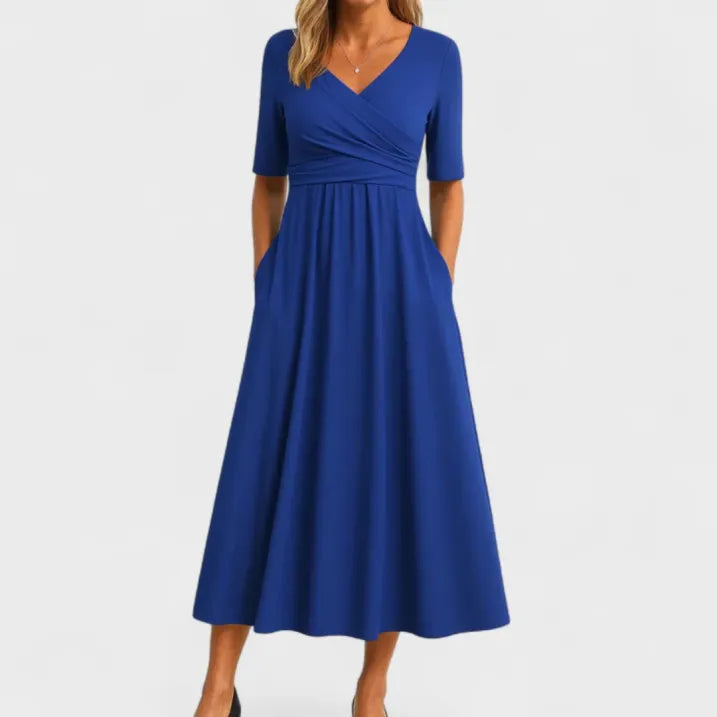 Caprice | Women's Ruched Waist Wrap Midi Dress