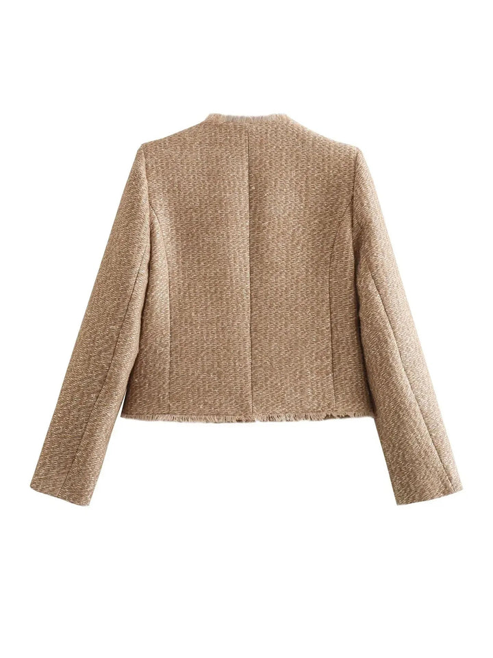 Brigitte | Women's Fringed Tweed Tailored Jacket