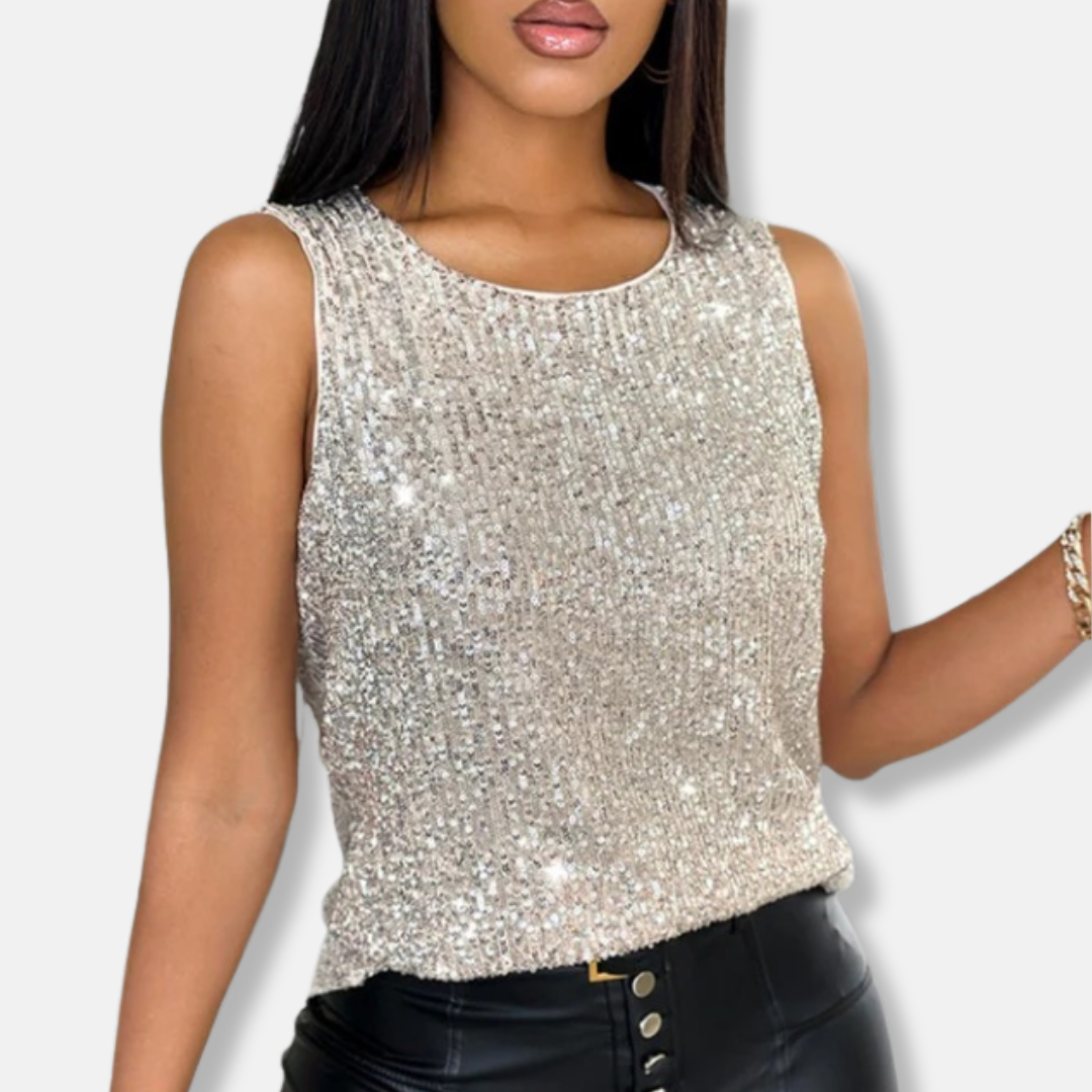 Elara | Women's Shimmer Sequin Sleeveless Top
