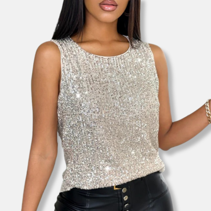 Elara | Women's Shimmer Sequin Sleeveless Top