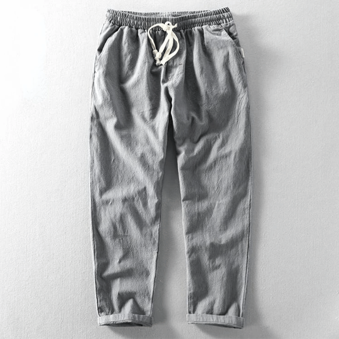 Theo | Men's Linen Drawstring Casual Trousers
