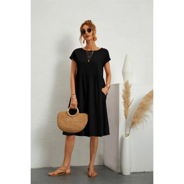 Alira | Women's Short Sleeve Crew Neck Midi Dress