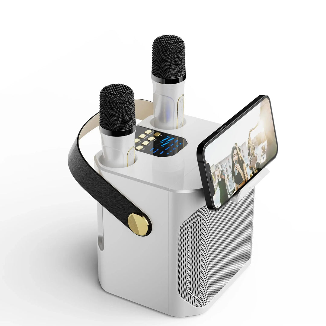 Karaoke Bluetooth Speaker Portable – 360° Stereo, Dual Microphones & Wireless Subwoofer for Party & Outdoor