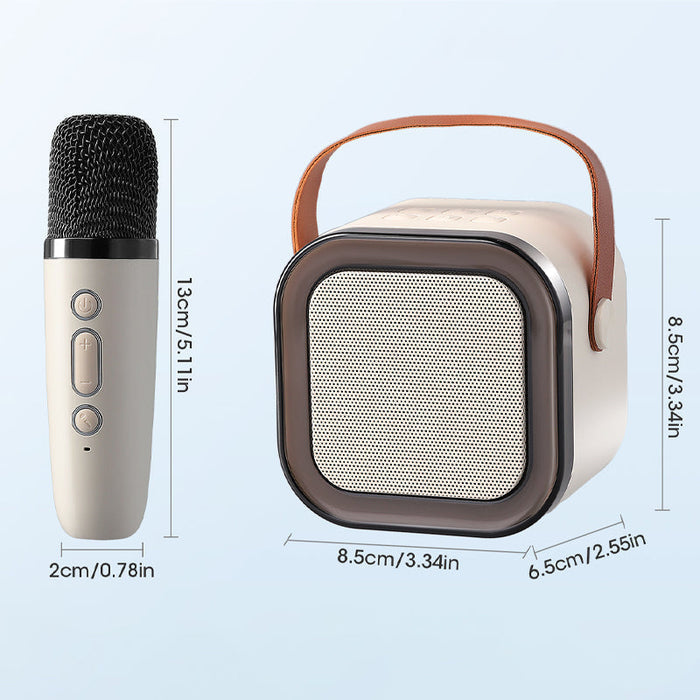Mini Karaoke System Wireless Microphones – Bluetooth Speaker, LED Lights & Portable Design for Party & Home