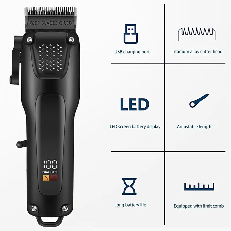 Hair and Beard Trimmer Set 3-Piece Cordless – LED Display, USB Rechargeable & Waterproof, for Men Grooming