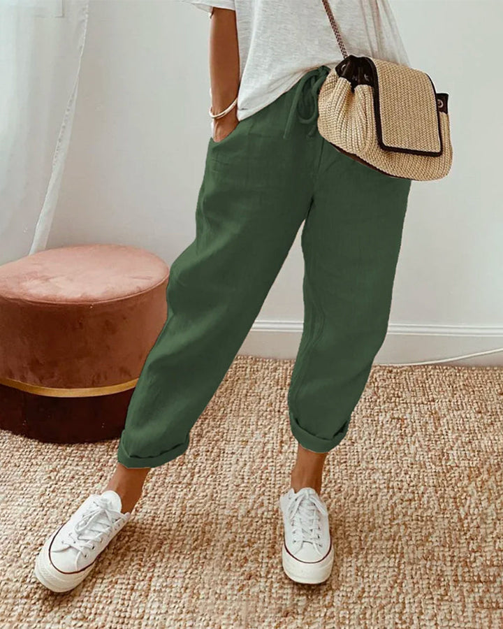 Nella | Women's Drawstring Linen Relaxed Pants