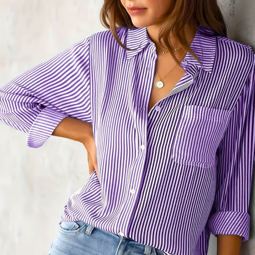 Valera | Women's Long Sleeve Button-Up Striped Shirt