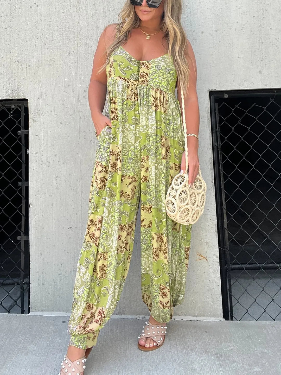 Zafira | Women's Printed Boho Relaxed Fit Beach Jumpsuit