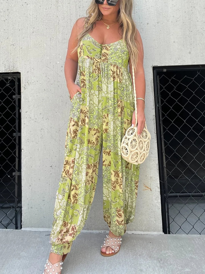 Zafira | Women's Printed Boho Relaxed Fit Beach Jumpsuit