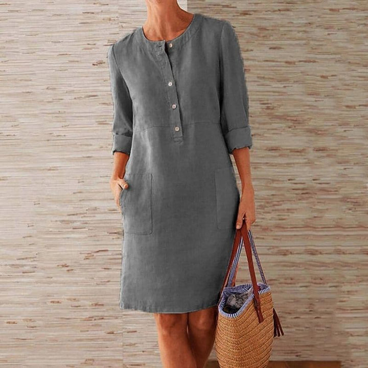 Audrey | Women's Shift Dress Button Front With Pockets