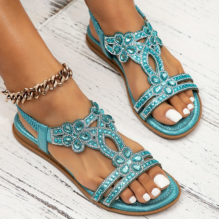 Elowyn | Women's Open Toe T-Strap Back Flat Sandals