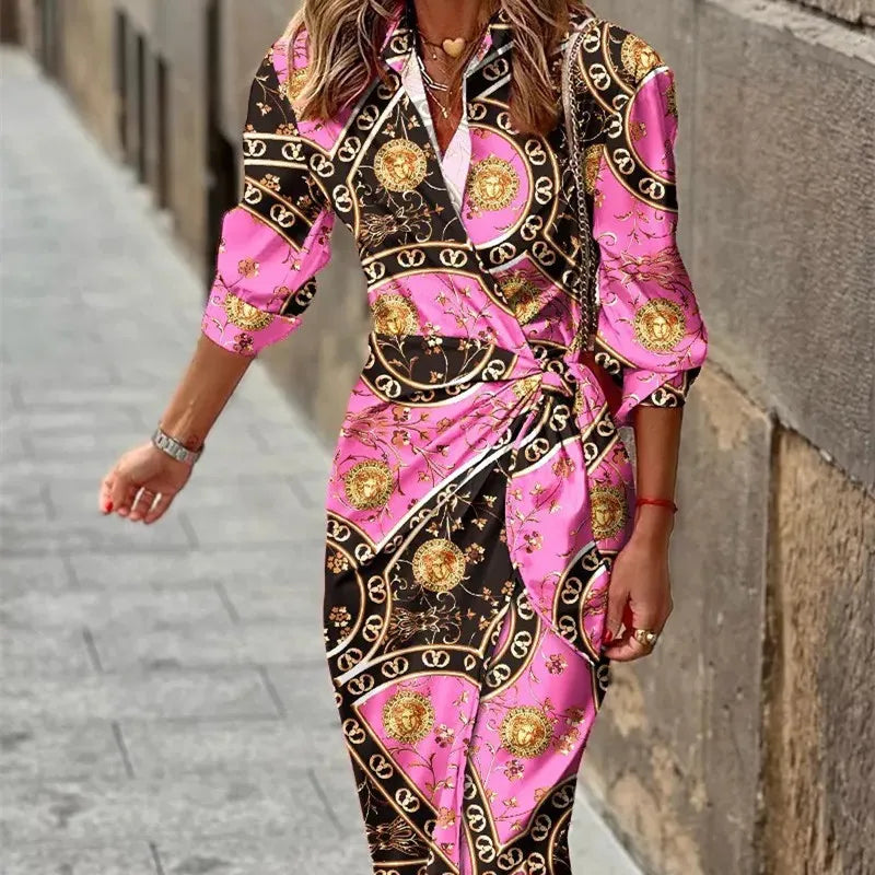 Mila | Women's V-Neck Wrap Style Shirt Dress
