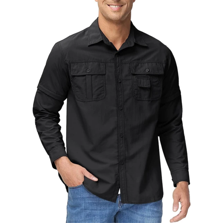 Men's Outdoor Shirt Zip Off Sleeves Quick-Drying UV-Protection