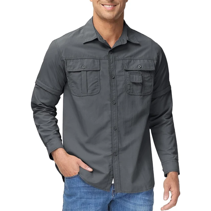 Men's Outdoor Shirt Zip Off Sleeves Quick-Drying UV-Protection