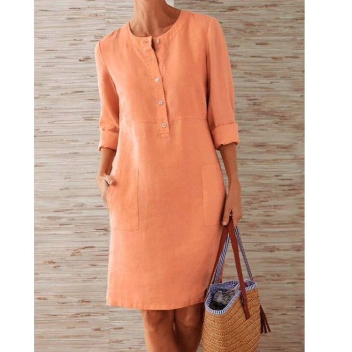 Audrey | Women's Shift Dress Button Front With Pockets