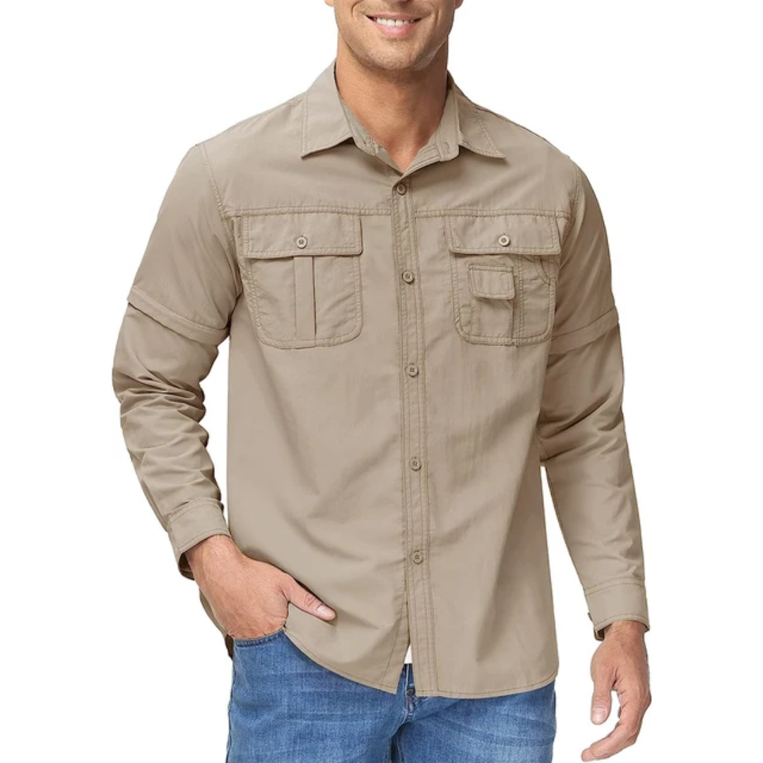Men's Outdoor Shirt Zip Off Sleeves Quick-Drying UV-Protection