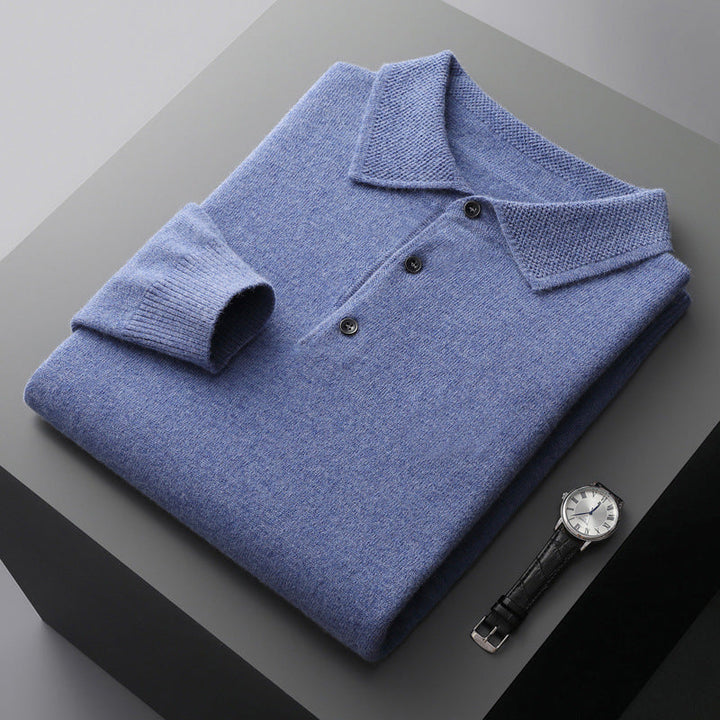 Tristan | Men's Knit Long Sleeve Polo Shirt