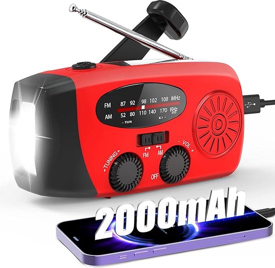 Emergency Radio Power Bank Torch Solar Hand Crank Weather