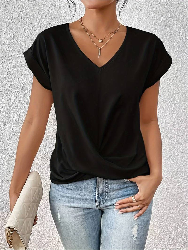 Rhea | Women's V-Neck Twist Knot Blouse