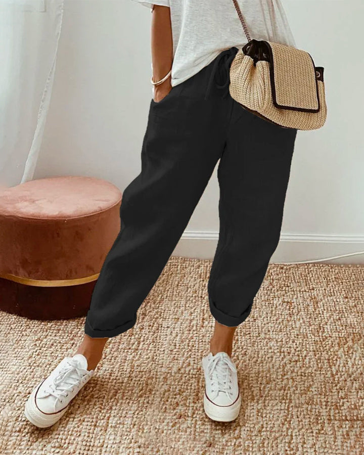 Nella | Women's Drawstring Linen Relaxed Pants