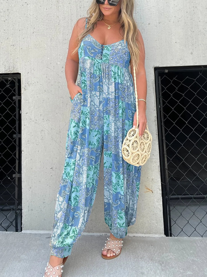 Zafira | Women's Printed Boho Relaxed Fit Beach Jumpsuit