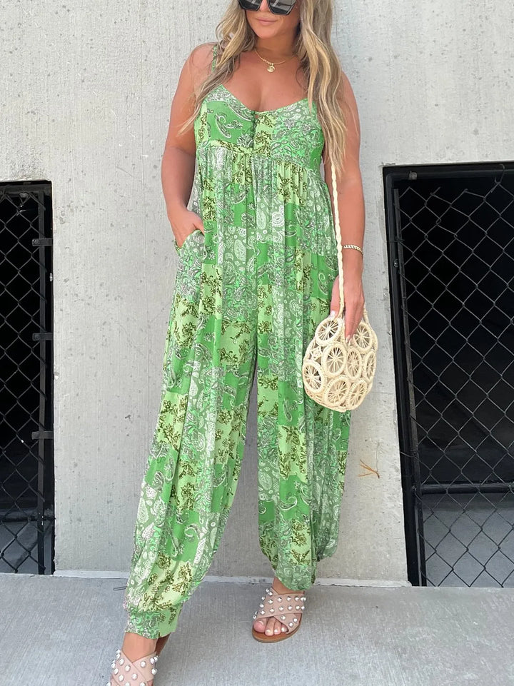 Zafira | Women's Printed Boho Relaxed Fit Beach Jumpsuit
