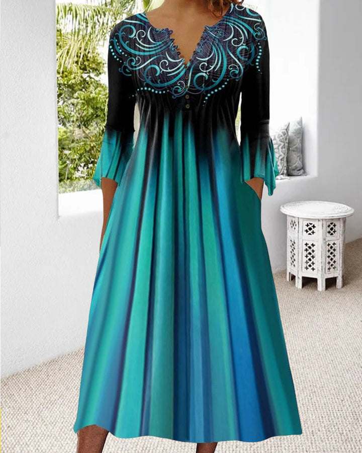 Alina | Women's Ombre A-Line Midi Dress With Side Pockets