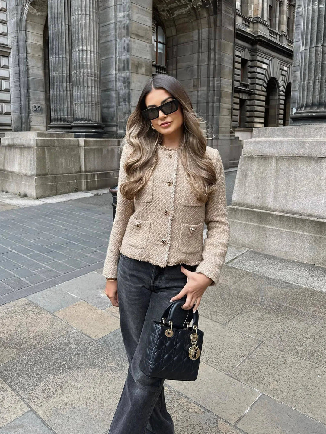 Brigitte | Women's Fringed Tweed Tailored Jacket