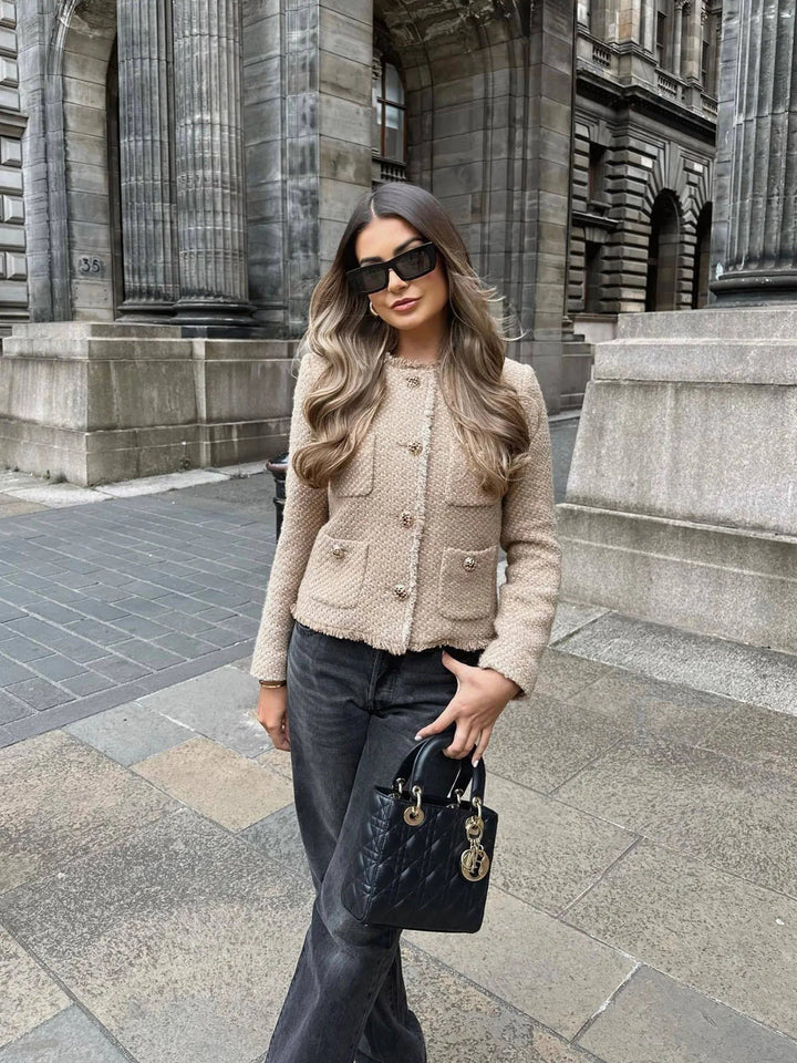 Brigitte | Women's Fringed Tweed Tailored Jacket
