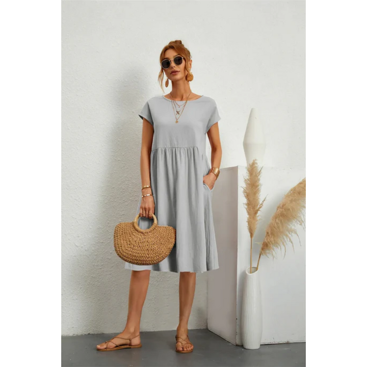 Estelle | Women's Cap Sleeve Midi Dress With Pockets