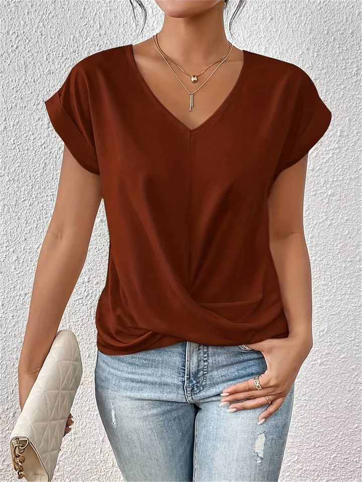 Rhea | Women's V-Neck Twist Knot Blouse