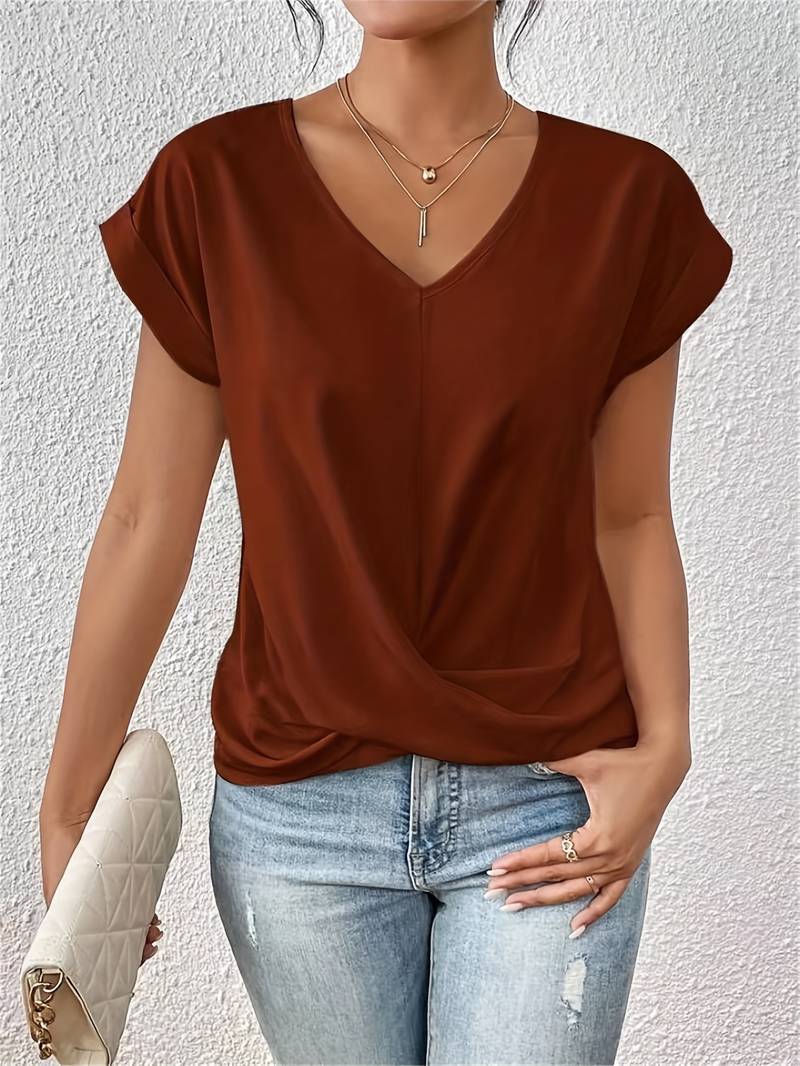 Soraya | Women's V-Neck Short Sleeve Lightweight Summer Top