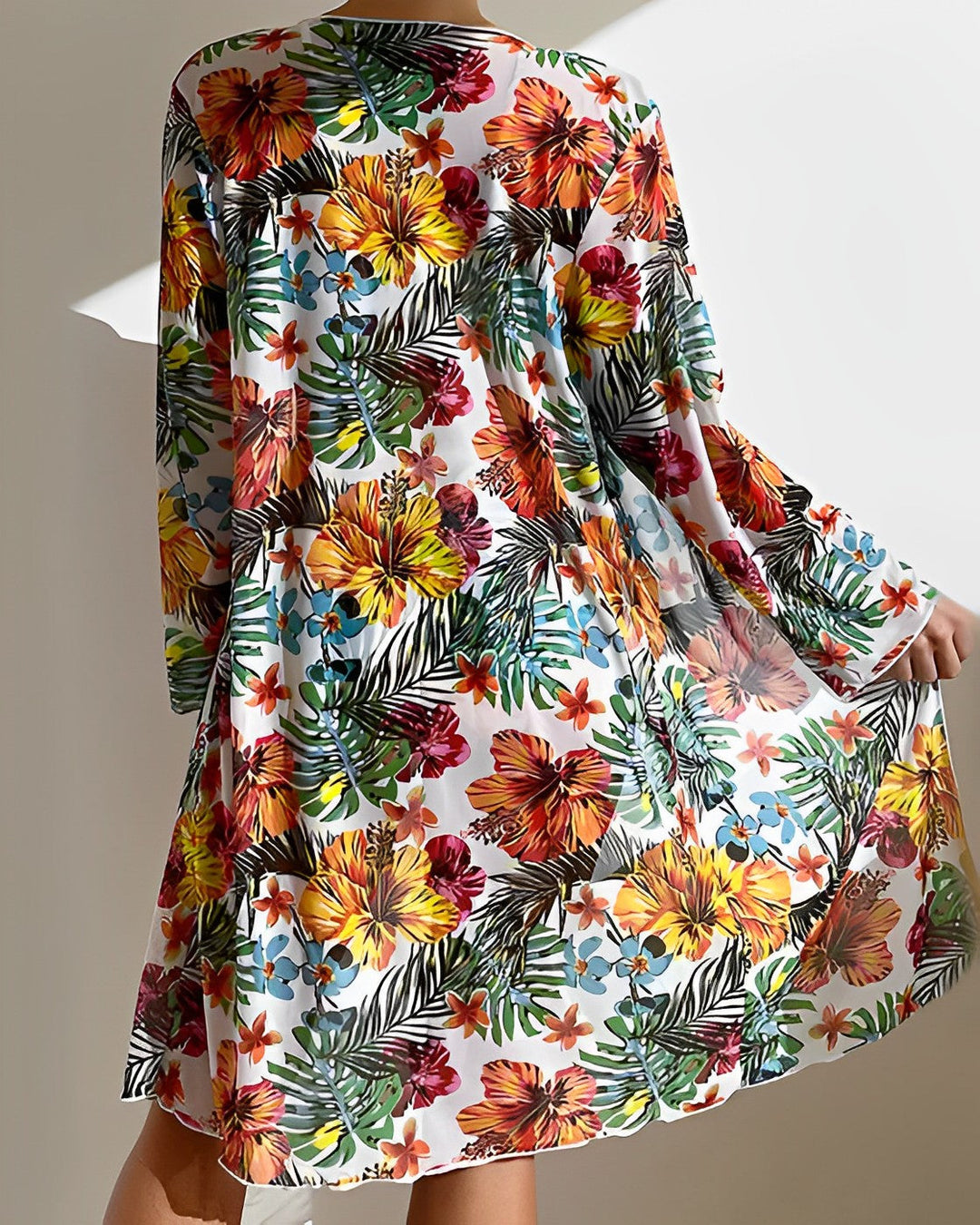Velmora | Women's Tropical Print 3-Piece Bikini & Cover-Up Set