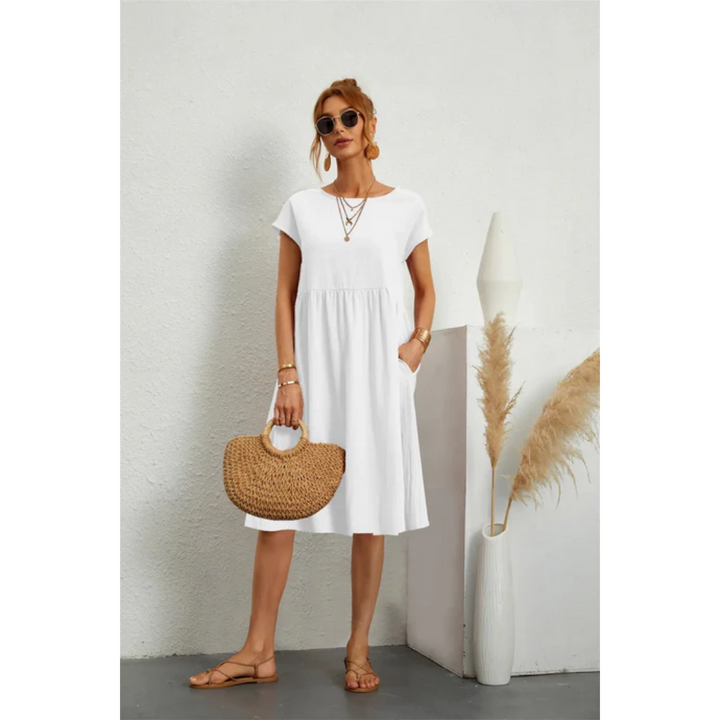 Alira | Women's Short Sleeve Crew Neck Midi Dress
