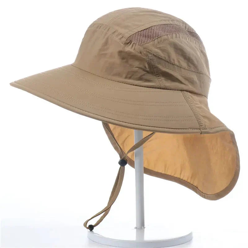 Wide Brim Sun Hat Neck Flap UV-Protection Lightweight Outdoor