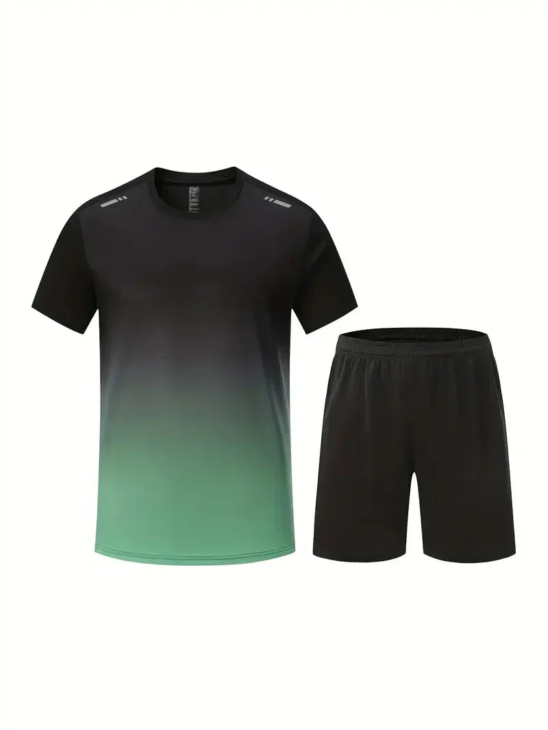 Men's Two-Piece Sports Set Quick-Drying Workout T Shirt and Shorts