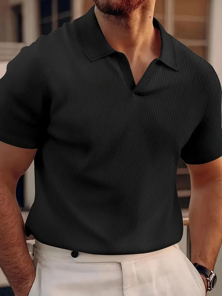 Santino | Men's Textured Knit Short Sleeve Polo Shirt