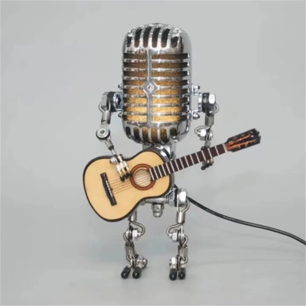 Guitar Lamp Robot LED Light – Unique Music Decor, USB or Battery Powered for Bedroom, Desk & Studio