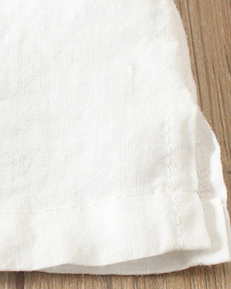 Elin | Women's Linen Button Detail Relaxed Fit Tunic Blouse