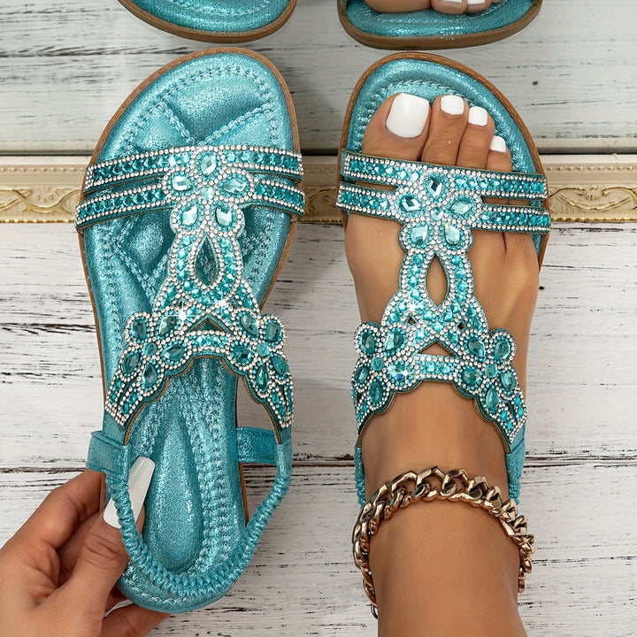 Elowyn | Women's Open Toe T-Strap Back Flat Sandals