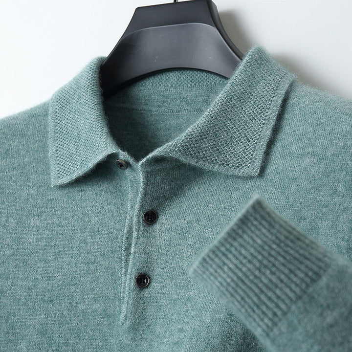 Tristan | Men's Knit Long Sleeve Polo Shirt