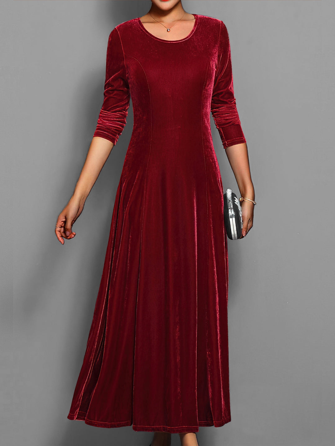 Valeria | Women's Long Sleeve Velvet Maxi Dress