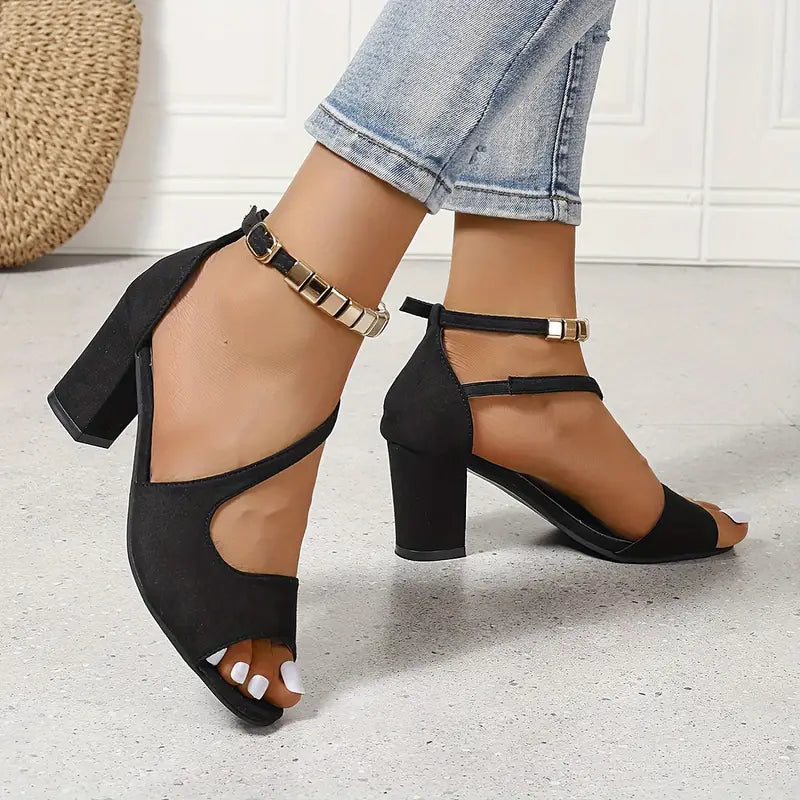 Elara | Women's Block Heel Open Toe Ankle Strap Sandals