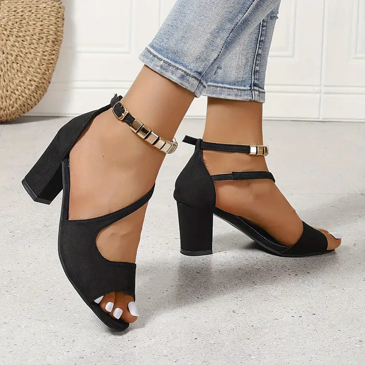 Elara | Women's Block Heel Open Toe Ankle Strap Sandals