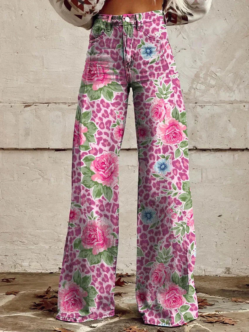 Carmen | Women's Floral Wide-Leg Flare Jeans
