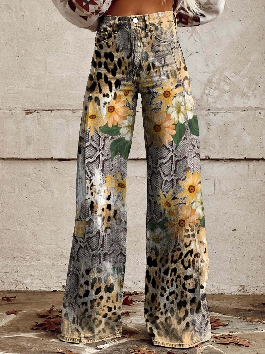 Soraya | Women's Floral High-Rise Flared Denim Jeans